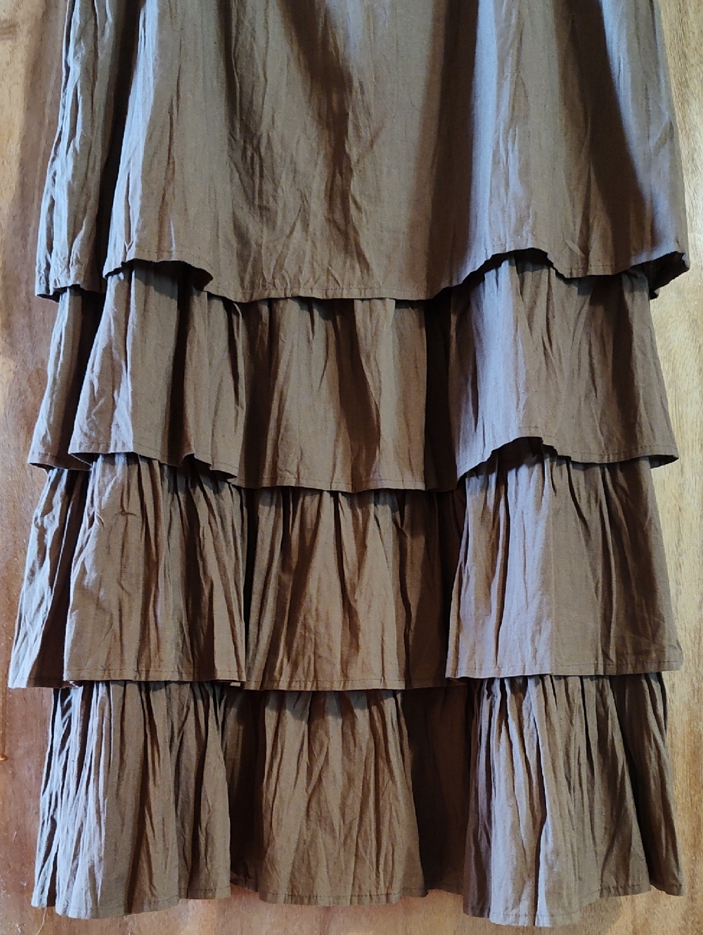*Like New* Sacred Threads Tiered Skirt Brown 100% Cotton Boho Hippie India OS - Picture 3 of 7